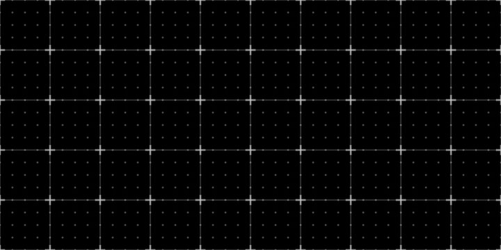 Digital tech HUD grid background. Ui user interface with white lines form square pattern on black. Futuristic digital wireframe grid for virtual reality screen designs. Abstract vector illustration