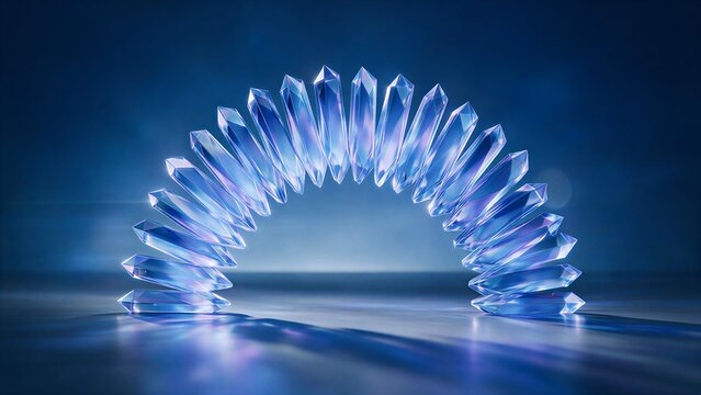 Abstract Futuristic Glass Arch with Blue Neon Lighting Minimal Luxury 3D Background