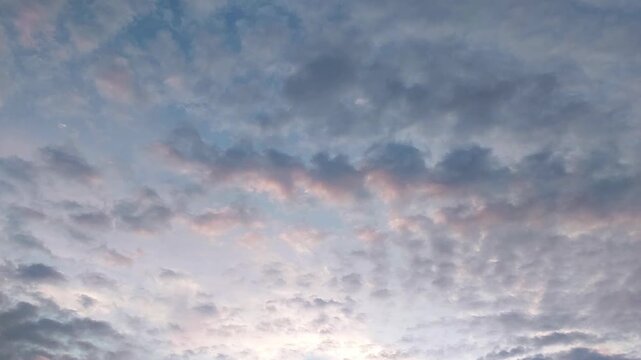 Beautiful evening blue sky with cumulus clouds.