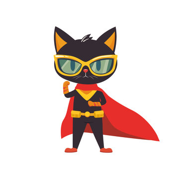 illustration of a super cat, cartoon character, illustration for the design of festive themed goods