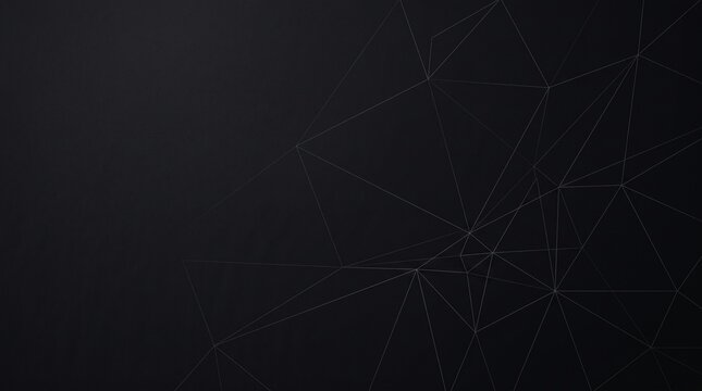 Minimalist black plexus background, abstract geometric network lines on dark charcoal surface, futuristic digital connection technology wallpaper