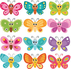 Fototapeta premium Black and White Butterfly Design Elements Vector Collection Set