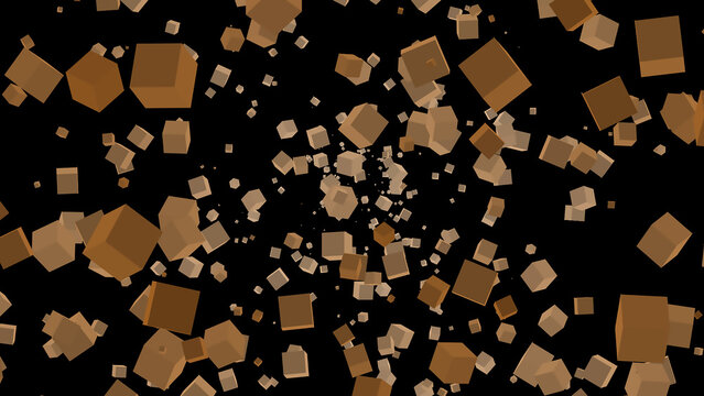 Abstract geometric cubes floating in space with transparent background design