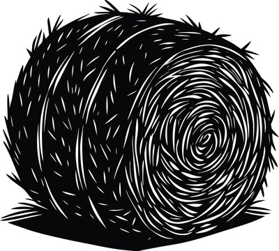 Round hay bale with straw texture