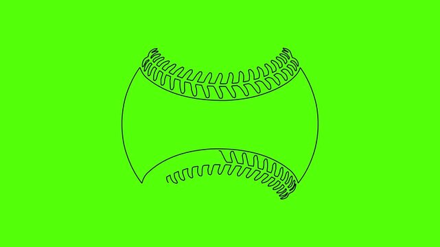 Baseball continuous line drawing animation isolated on green background showing equipment design motion graphics isolated sport object silhouette