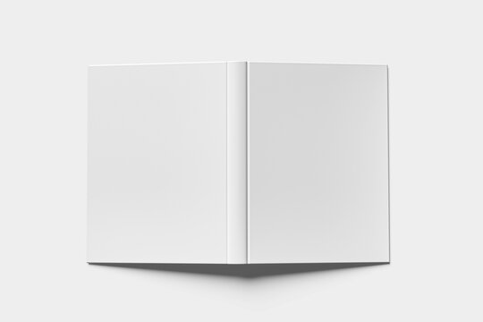 white book mockup set - cover, spread, spine. Realistic blank book in hardcover in different angles. Top view. Applicable for design presentation