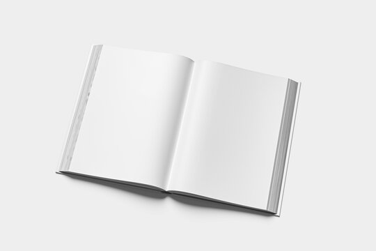 white book mockup set - cover, spread, spine. Realistic blank book in hardcover in different angles. Top view. Applicable for design presentation