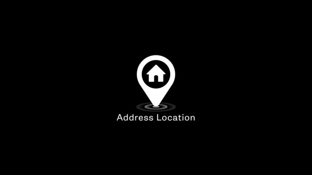 Address location pin animation: minimalist home map marker for real estate and navigation ui