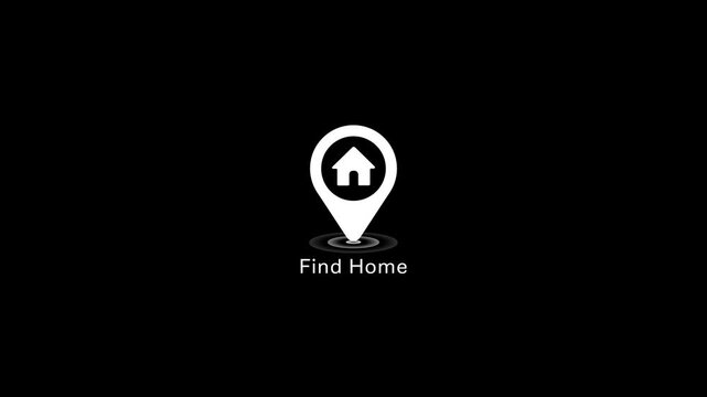 Find home map pin animation real estate and location search concept location real estate house symbol