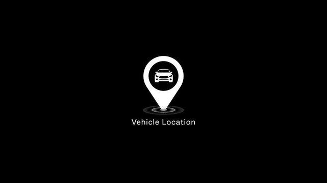 Vehicle location gps map pin animation for automotive tracking technology and navigation systems