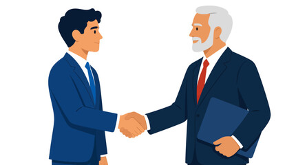 Fototapeta premium Businessmen shaking hands in agreement. Professional partnership deal between two colleagues.