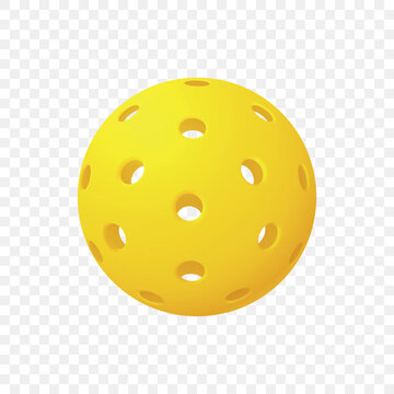 Vector Realistic Pickleball Ball. Yellow Perforated Plastic Ball for Pickleball Sport. Court Game, Training, Competition, Recreation, Sports Equipment, Fitness Design