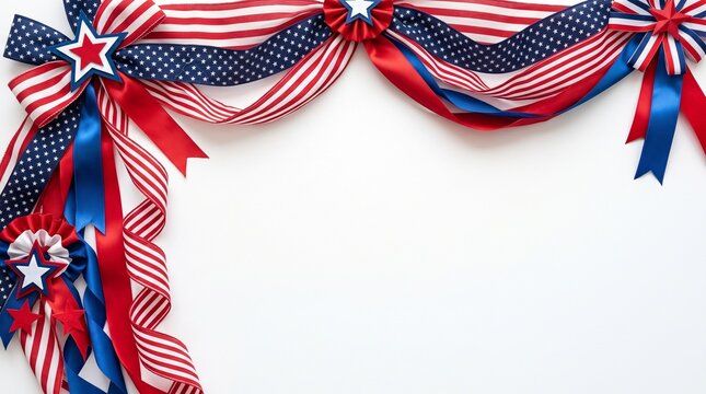 American Flag Ribbons and Stars Decoration for Patriotic Celebrations