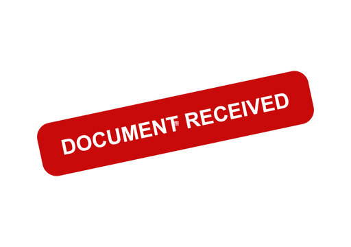 Red rectangular rubber stamp with the text document received isolated on a clean white background for office work isolated on transparent background