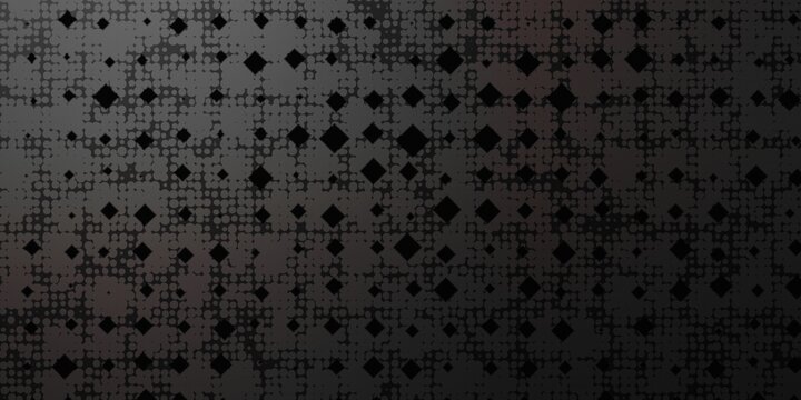 Moody monochrome background with scattered pixelated circles and diamonds creating subtle depth and visual interest. Grunge undertone adds sophistication. 