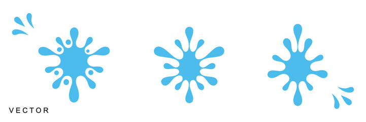 Fototapeta premium Collection of water splashes and droplets in various shapes, water splash vector illustration