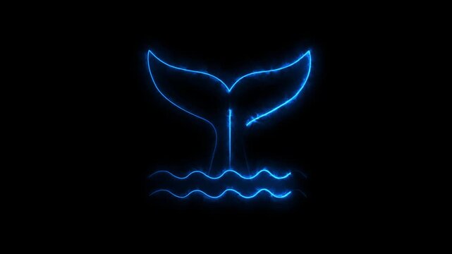 glowing whale tail fluke Elegant marine animal fluke symbol for ocean conservation, sea life and maritime aquatic animal, sea creature, water, wave, swimming..