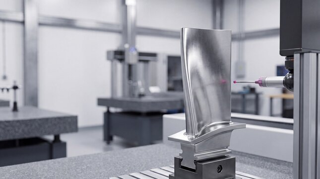 Coordinate Measuring Machine Inspecting Precision Turbine Blade
