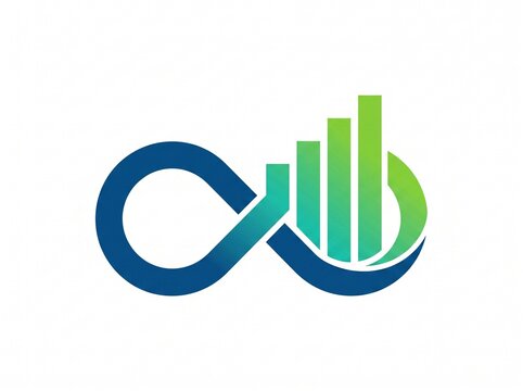 Infinity symbol with rising financial bars