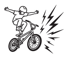 Fototapeta premium BMX Stunt Vector Illustration with Rider Performing Extreme Bicycle Trick and Energy
