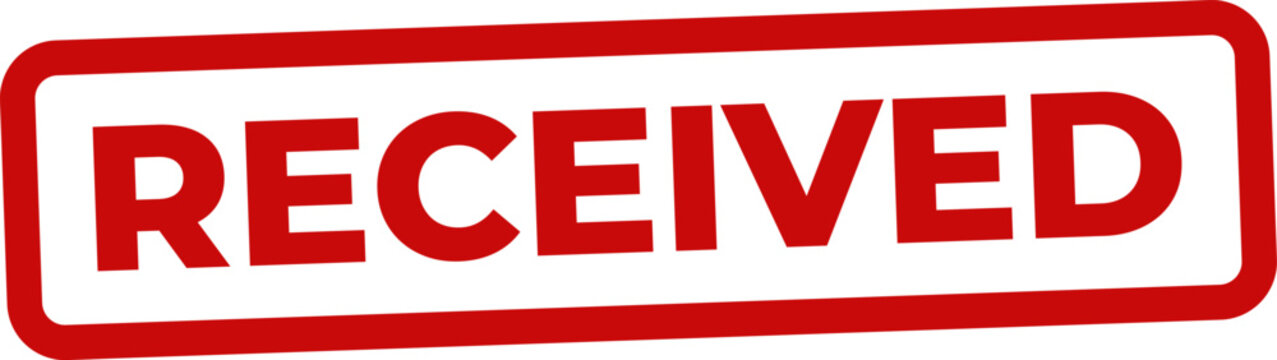 A bold red rubber stamp with the word received for marking official documents and business mail