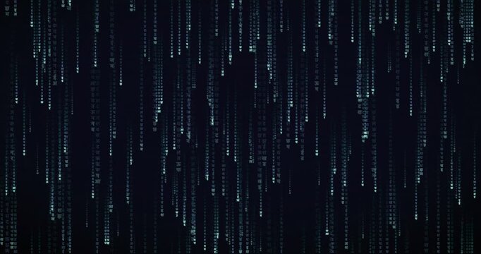 Devanagari characters fall steadily in a violet-hued code rain animation, creating a deep tunnel parallax effect.