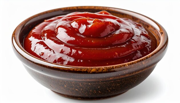 Bowl of barbecue sauce isolated on white background