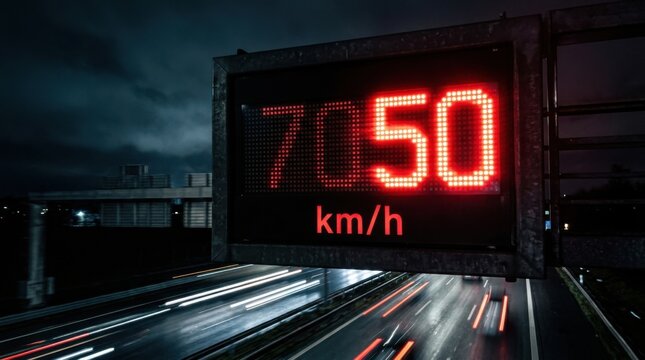 Speedometer Displaying Seventy Kilometers Per Hour On Highway