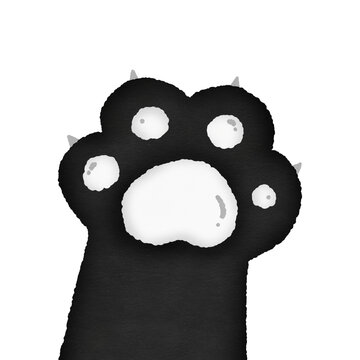 Black Cat Paw with White Toe Beans Illustration