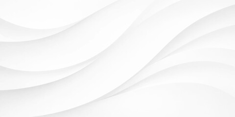Fototapeta premium White wave modern abstract background design featuring smooth curved lines, flowing paper style layers, elegant digital wave sculpture texture and minimalist banner layout.