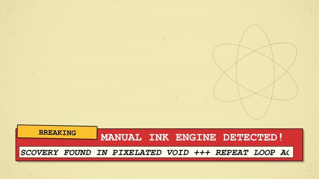 Breaking News Graphic with Atomic Symbol and Retro Television Style Text