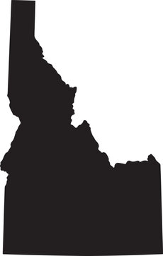 Black shape of the united states state of idaho presented as a clean graphic silhouette