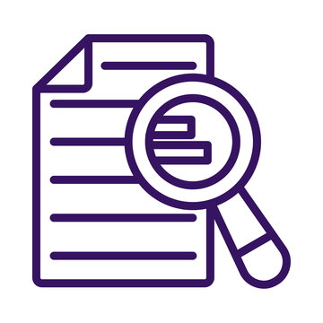 A magnifying glass hovers over a document with horizontal lines indicating text or data transparent background