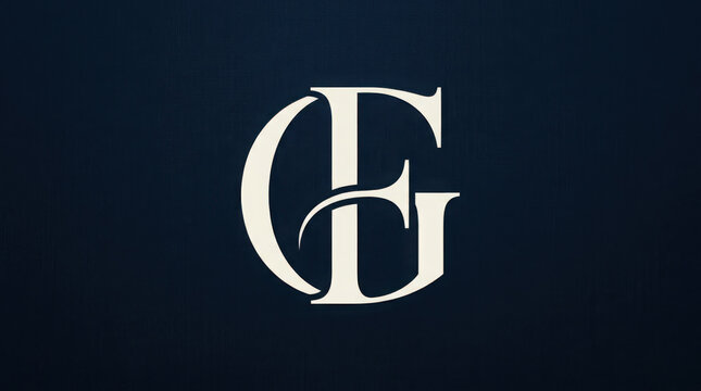 A minimalist monogram symbol featuring the letters G and F intertwined on a dark blue background.