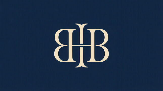 A sophisticated luxury monogram icon featuring the letters B and H on a deep navy blue background.