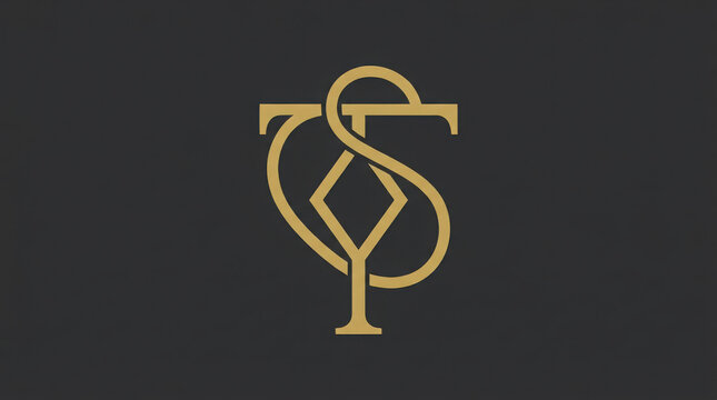 A sophisticated golden monogram logo featuring the letters T and S intertwined on a dark background.