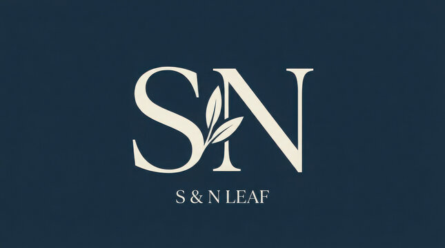 A luxury serif monogram logo featuring the initials S and N with a delicate leaf design element.