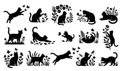 Obraz premium 44. Wild Forest Animal Silhouette Collection Isolated on White Background Nature Wildlife Vector Illustration Set44. Wild Forest Animal Silhouette Collection Isolated on White Background Nature Wildli