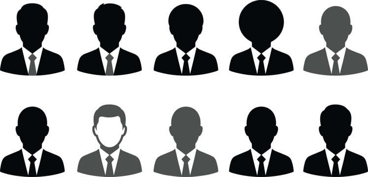 User avatar icon set vector businessman silhouette corporate profile person employee manager headshot character account membership interface