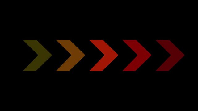 Red gradient arrows pointing right in a sequence on black background arrow