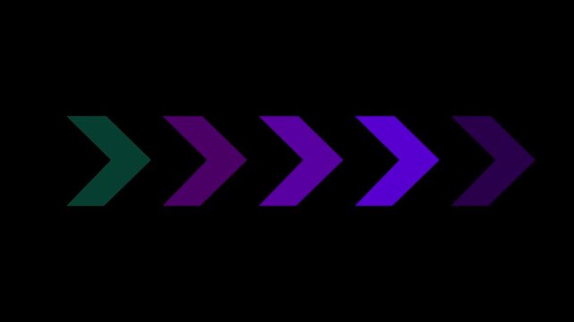Purple gradient arrows pointing right in a sequence on black background arrow