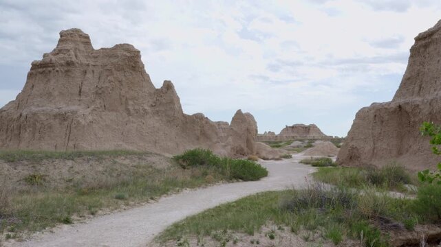 Overlook of dramatic formations at Badlands National Park