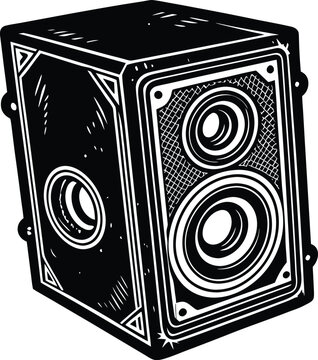 Vintage two-way speaker box illustration