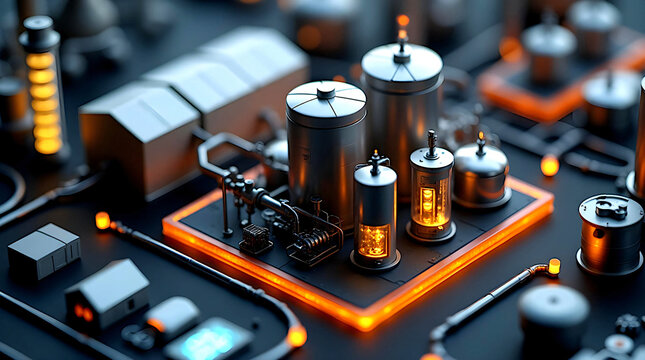 futuristic electronic printed circuit board with cpu and glowing components