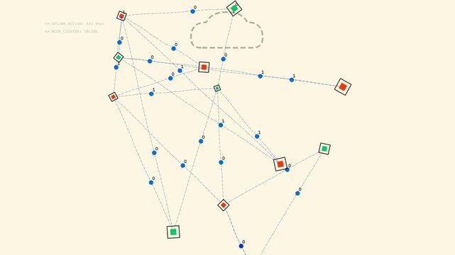 Digital Network Nodes Connecting Data Points in a Cloud Computing System
