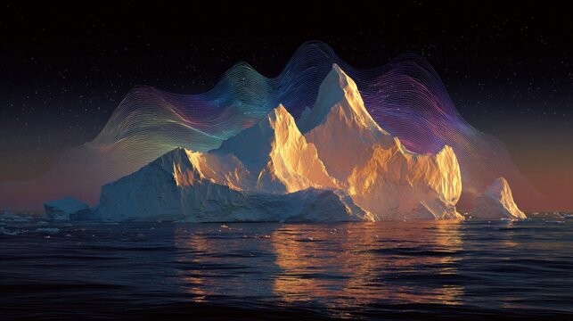 Ephemeral dance: sunlight's grace on greenland's icebergs. Social networking. Balancing act: sunlight and melting icebergs of greenland's northeastern coast. Network connectivity.