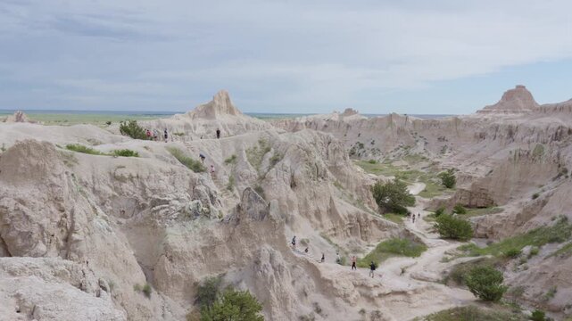 Overlook of dramatic formations at Badlands National Park