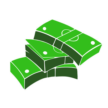 Green cash banknote stack icon PNG illustration isolated on transparent background representing wealth, savings, financial success, and business economy.
