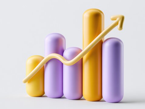 Business Growth Chart on Clean Background