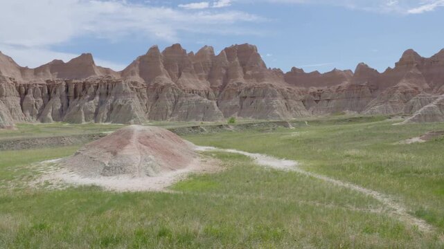 Overlook of dramatic formations at Badlands National Park